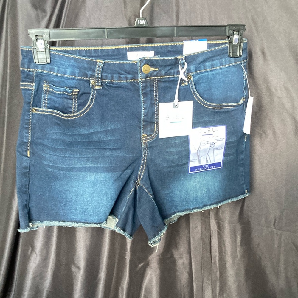 Bleu high rise stretch denim short w tummy control raw hem 14W - Picture 14 of 16